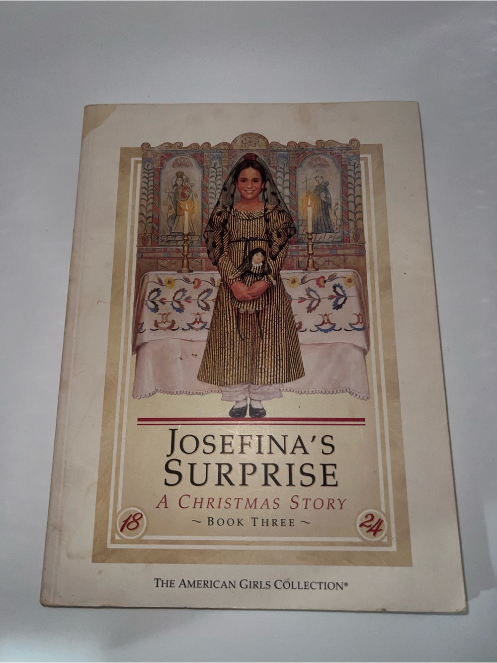 American Girl Josefina Book with Gold-Striped Dress Illustration
